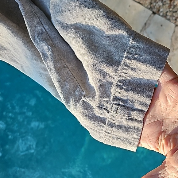 Sincerely Jules light Khaki 100% linen cargo pockets pants trousers size L - Picture 3 of 11